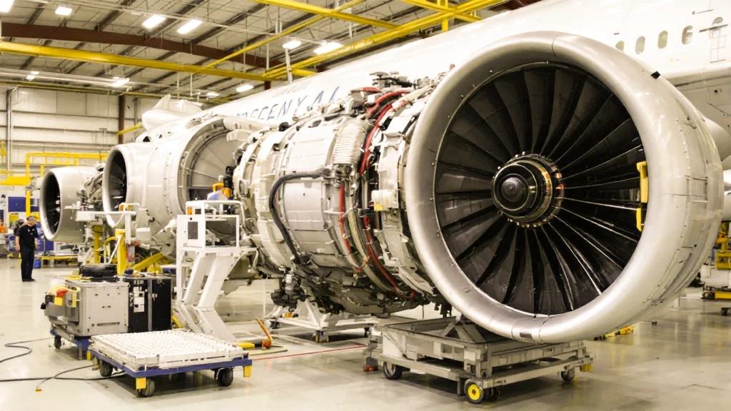 Aircraft engine maintenance representing ERP implementation operations
